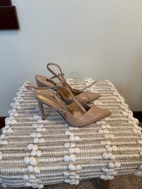 Nine West Blush Patent Pointed-Toe Slingback Heels